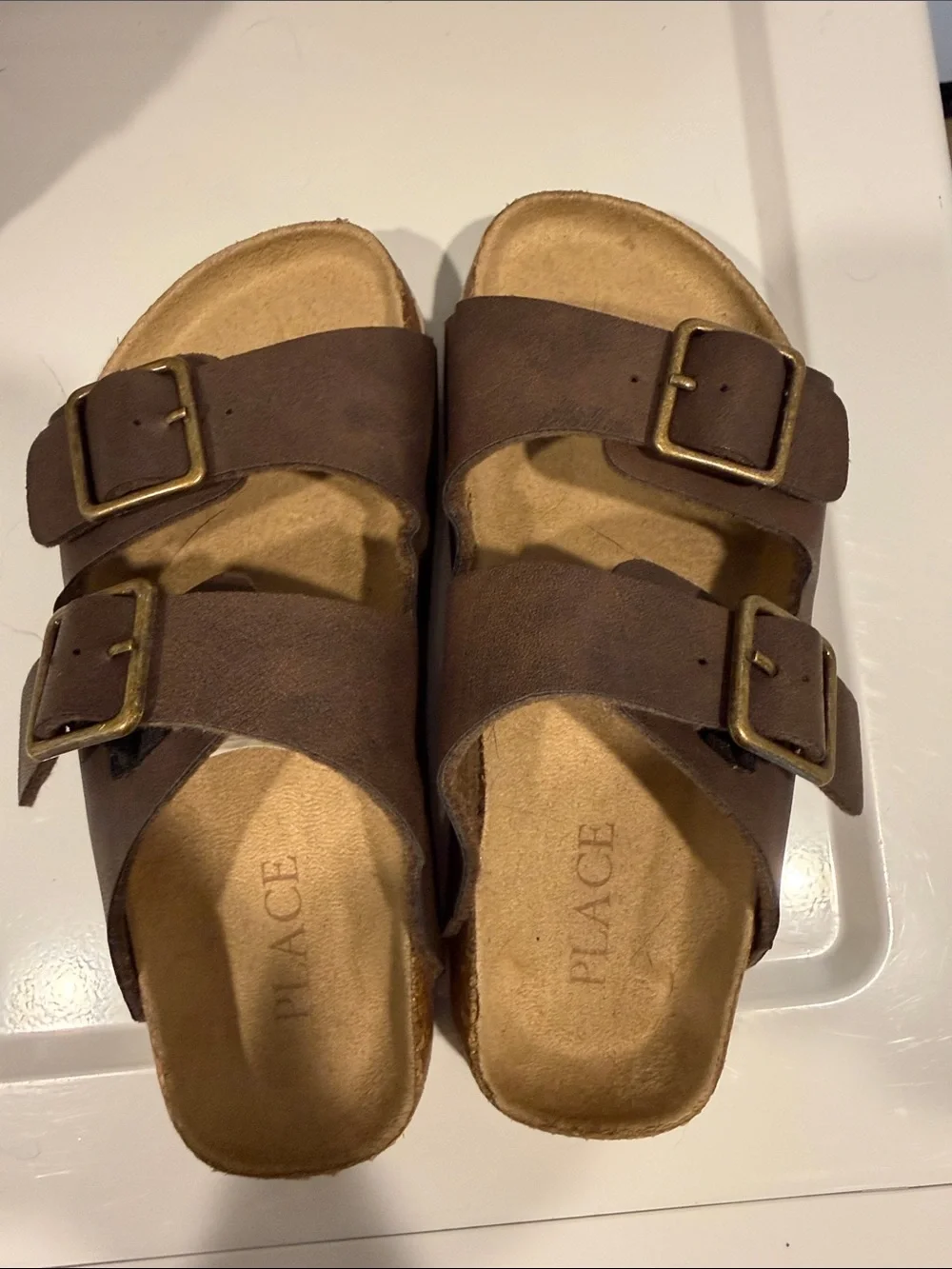 The Children's Place Brown Double-Buckle Slide Sandals